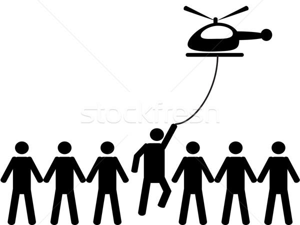 人 直升機 黑色 側影 飛 繩 商業照片 © huhulin