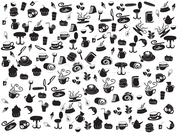 seamless doodle coffee and tea patterns Stock photo © huhulin