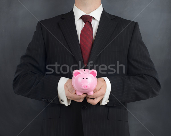 деньги банка человека костюм Piggy Bank Сток-фото © hyrons