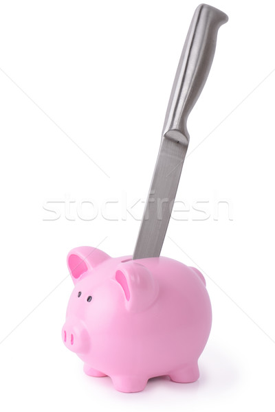 банка Piggy Bank ножом назад изолированный Сток-фото © hyrons