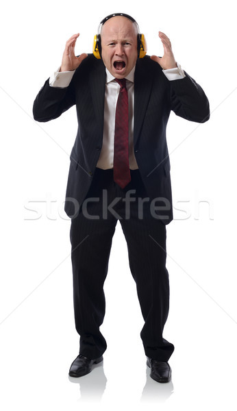 Lärm Mann Anzug isoliert weiß Geschäftsmann Stock foto © hyrons
