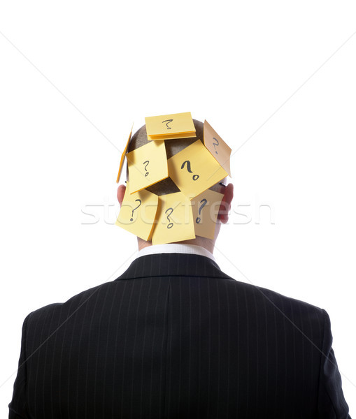 Overpeinzing zakenman geïsoleerd witte kantoor mannen Stockfoto © hyrons