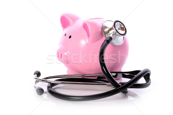 медицинской стоить Piggy Bank стетоскоп изолированный белый Сток-фото © hyrons