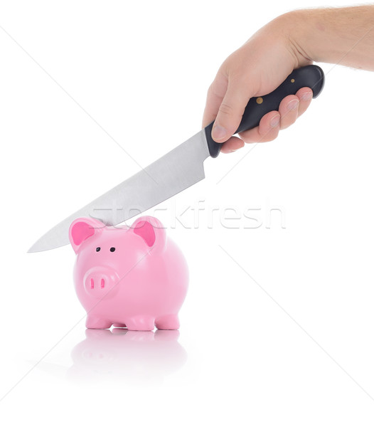Piggy Bank ножом доступ изолированный белый Сток-фото © hyrons