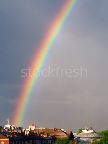 Rainbow multi color image in blue sky rain nature Stock photo © ia_64