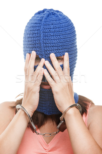 Woman in balaclava hiding face Stock photo © ia_64