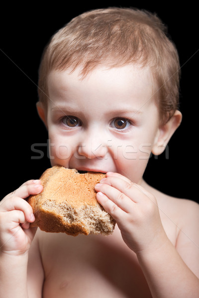 Kind Essen Brot Armut Menschen wenig Stock foto © ia_64