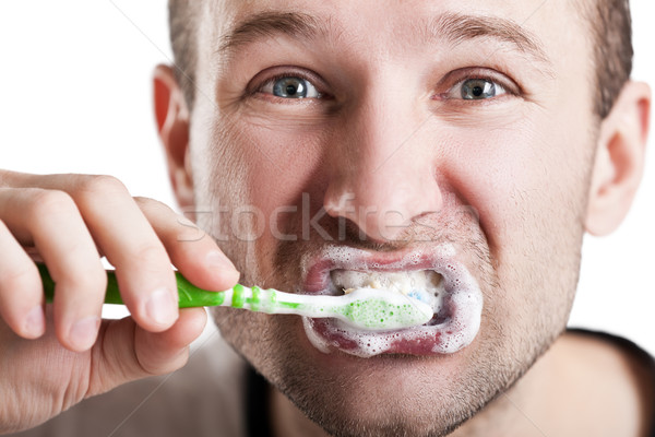 Dents hygiène dentaire homme brosse à dents dentifrice [[stock_photo]] © ia_64