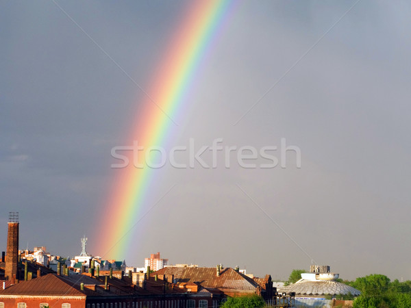 Rainbow multi color image in blue sky rain nature Stock photo © ia_64