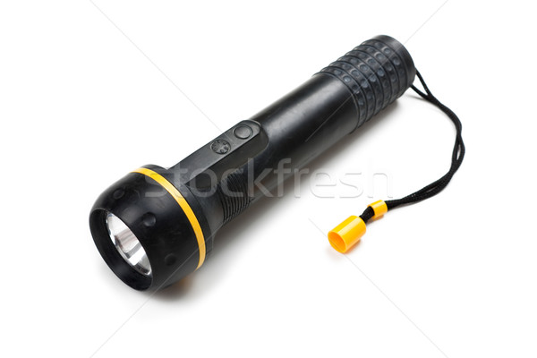 Taschenlampe schwarz Beleuchtungsanlagen weiß isoliert Technologie Stock foto © ia_64