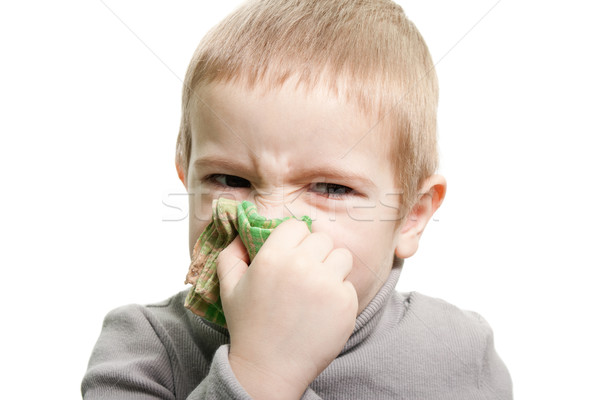 Dmuchanie nosa ludzi dziecko zimno grypa choroba Zdjęcia stock © ia_64