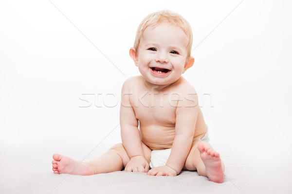 Little cute smiling newborn baby child Stock photo © ia_64