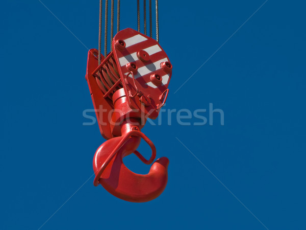 Stock photo: Tower crane and steel hook building metal construction