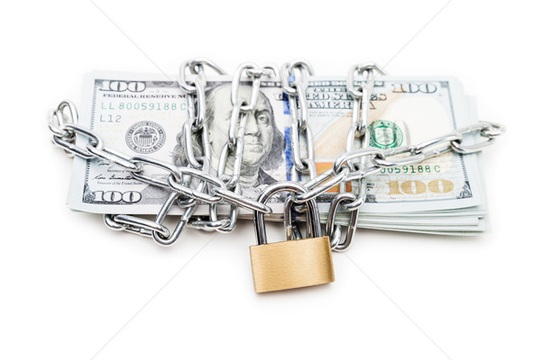 Chain link with padlock on dollar currency money Stock photo © ia_64