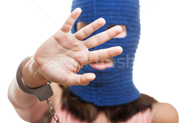Woman in balaclava hiding face Stock photo © ia_64