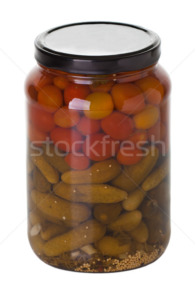 Cucumber and tomato jar Stock photo © ia_64