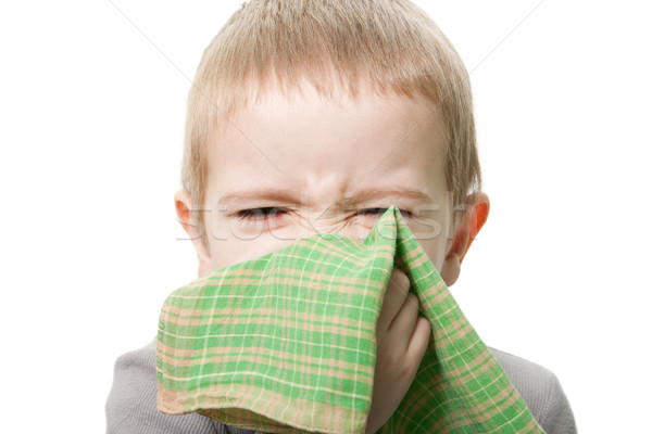 Dmuchanie nosa ludzi dziecko zimno grypa choroba Zdjęcia stock © ia_64