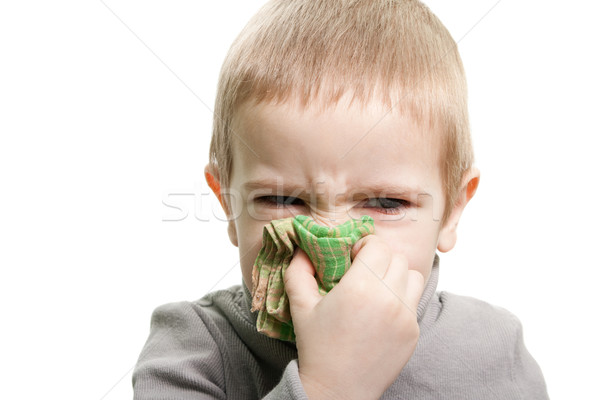 Sonarse la nariz humanos nino frío gripe enfermedad Foto stock © ia_64