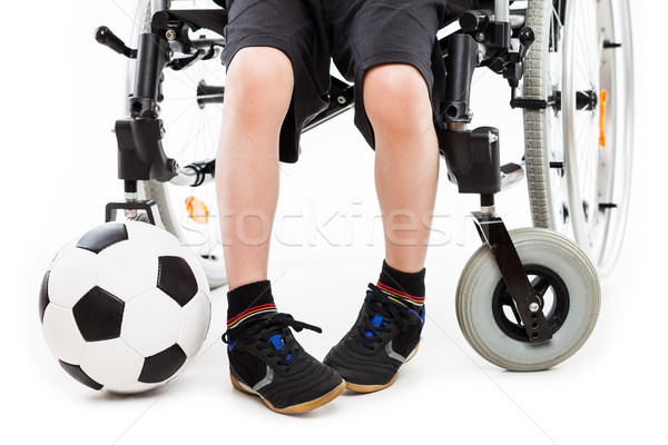 Handicapées enfant garçon séance fauteuil roulant Photo stock © ia_64