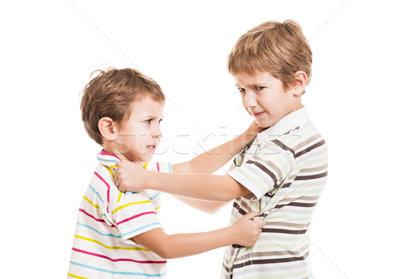 Gyerekek konfliktus verekedés kettő kicsi elégedetlen Stock fotó © ia_64