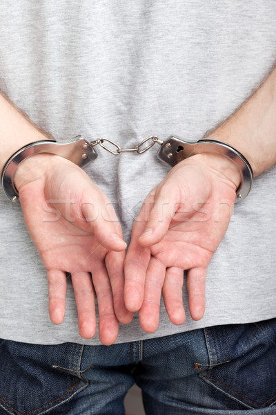 Bilincs kezek rendőrség törvény acél letartóztatás Stock fotó © ia_64