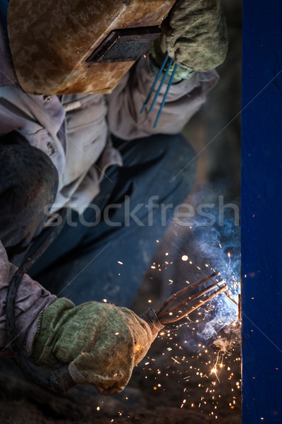 Stok fotoğraf: Işçi · maske · kaynak · Metal