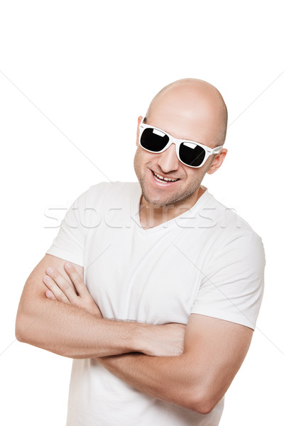 Stock photo: Smiling bald head man in sunglasses