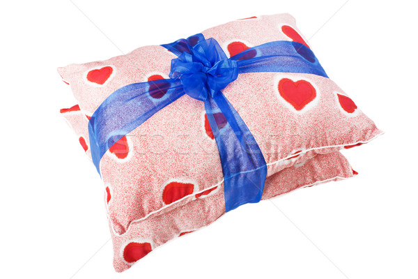 Foto stock: Corazón · almohada · regalo · día · de · san · valentín · rojo · amor
