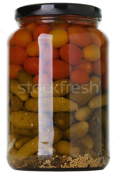 Cucumber and tomato jar Stock photo © ia_64