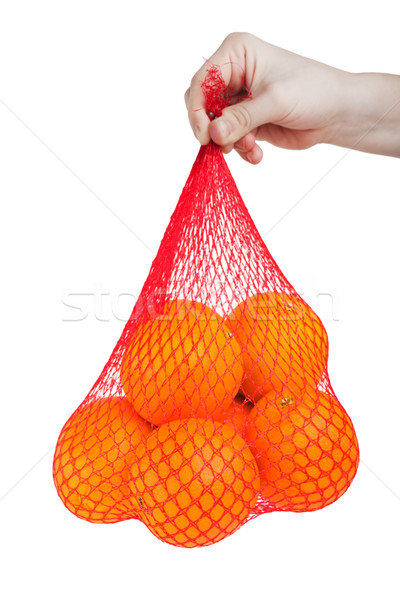 Stock foto: Orange · Früchte · Hand · halten · gesunde · Ernährung · Essen · Tasche