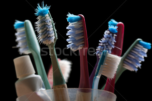 Zahnbürste Zahnpasta Zahnhygiene Zähne Gesundheitswesen Rohr Stock foto © ia_64