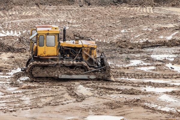 Bulldozer at building construction site Stock photo © ia_64