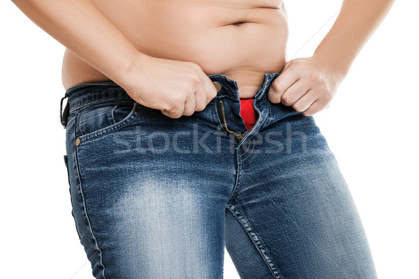 Übergewicht Frau tragen Jeans Fett Körper Stock foto © ia_64