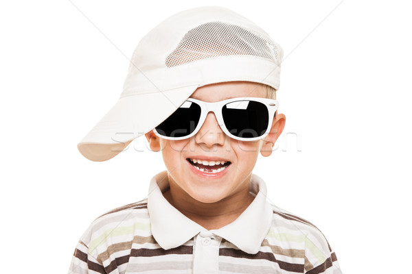Sorridente criança menino óculos de sol beleza boné Foto stock © ia_64