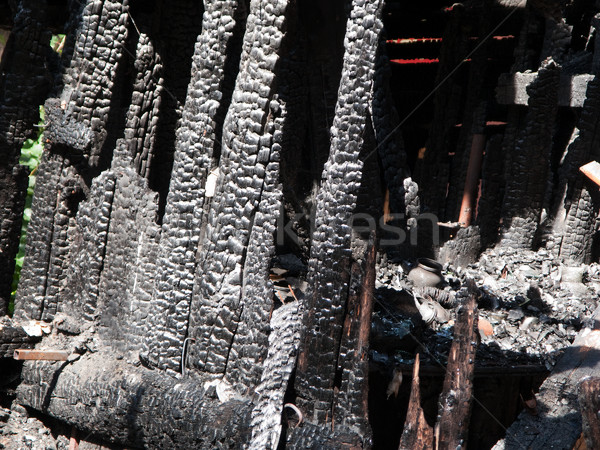 Ognia drewna domu czarny węgiel dymu Zdjęcia stock © ia_64