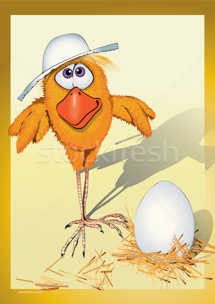 Poulet chapeau anniversaire oiseau temps ferme [[stock_photo]] © iaRada