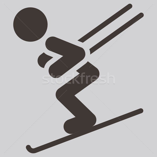 Foto stock: Esquí · icono · deporte · montana · signo