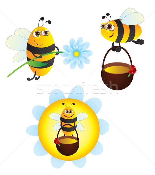 Pszczoła miodu kwiat tle zabawy zwierząt Zdjęcia stock © iaRada