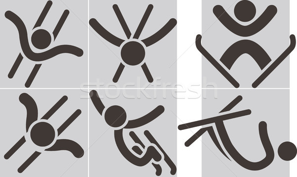 фристайл иконки знак скорости лыжных силуэта Сток-фото © iaRada