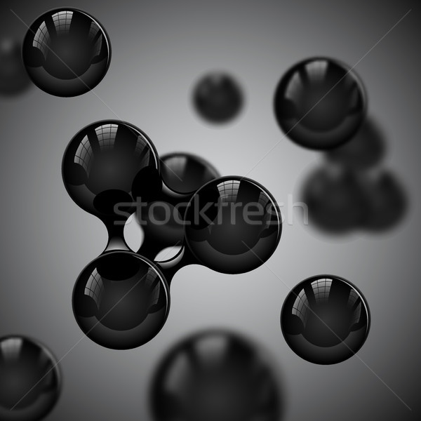 Vector abstract black glossy molecules design. Atoms illustration. Medical background for science Stock photo © Iaroslava