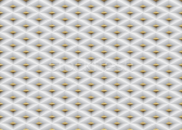 Vector white embossed pattern plastic grid seamless background with golden insert element Stock photo © Iaroslava