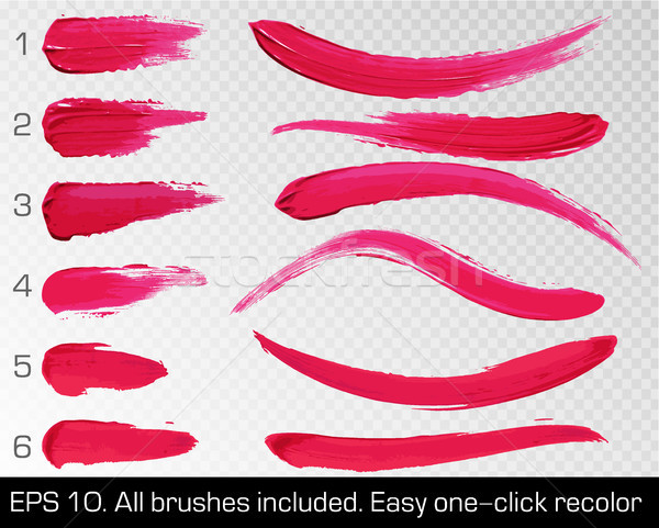 Red smears lipstick set texture brush strokes isolated on white transparent background. Make up Stock photo © Iaroslava