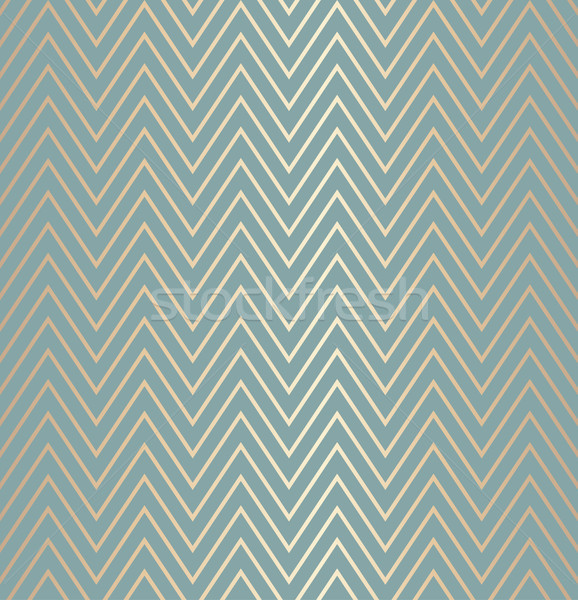 Trendy simple seamless zig zag golden geometric pattern green blue background, vector illustration.  Stock photo © Iaroslava