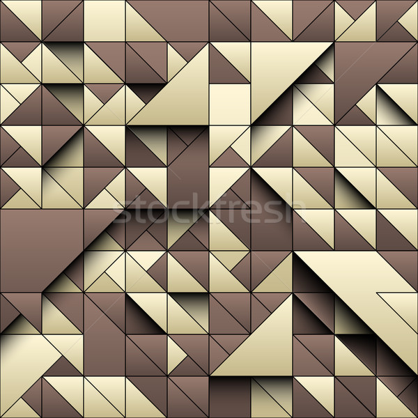 Mocco and vanilla color triangle geometric seamless pattern background. 3d design with simple print Stock photo © Iaroslava