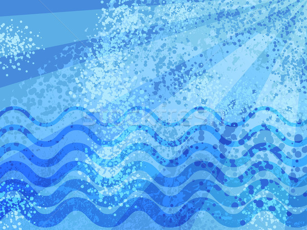 Blue summer sea cartoon abstract background. Grunge spotted halftones modern backdrop Stock photo © Iaroslava
