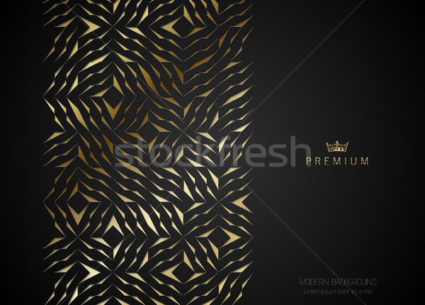 Geometric vip golden greeting card. Black premium paper cut shards design element. Luxury vector Stock photo © Iaroslava