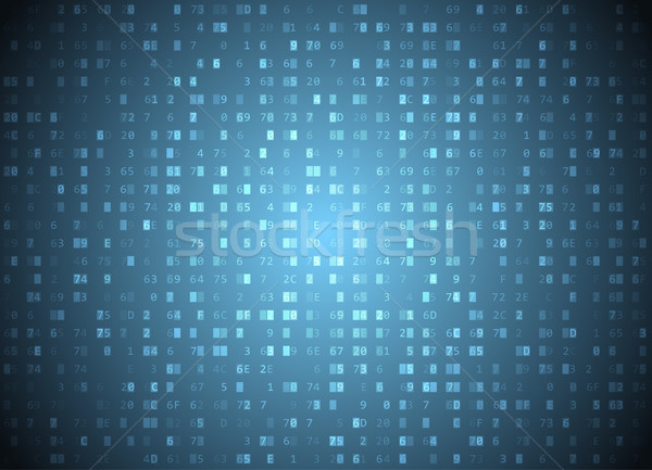 Vector hexadecimal code blue background. Big data and programming hacking, deep decryption Stock photo © Iaroslava