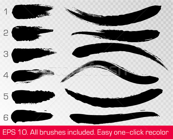 Black grunge brush strokes set isolated on white transparent background. Ink painting. Vector Stock photo © Iaroslava