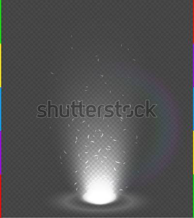 White glow rays night scene with sparks on transparent background rainbow. Empty light beam effect Stock photo © Iaroslava