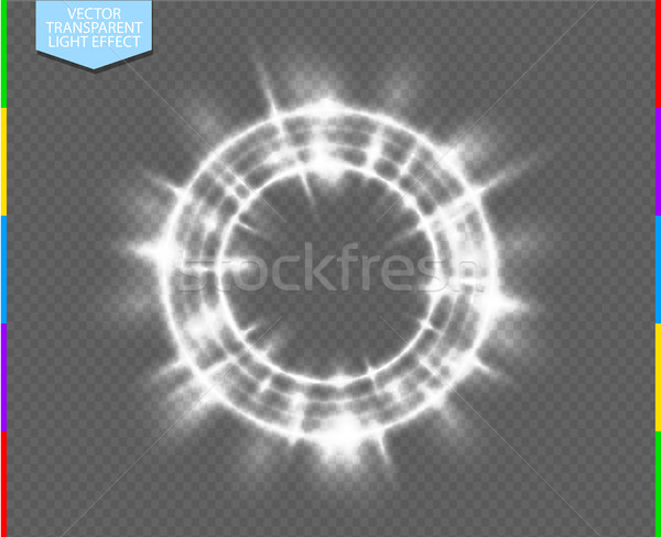 Vector round shiny frame with flare special effect. Luxury white light ring. Abstract Glow circle Stock photo © Iaroslava